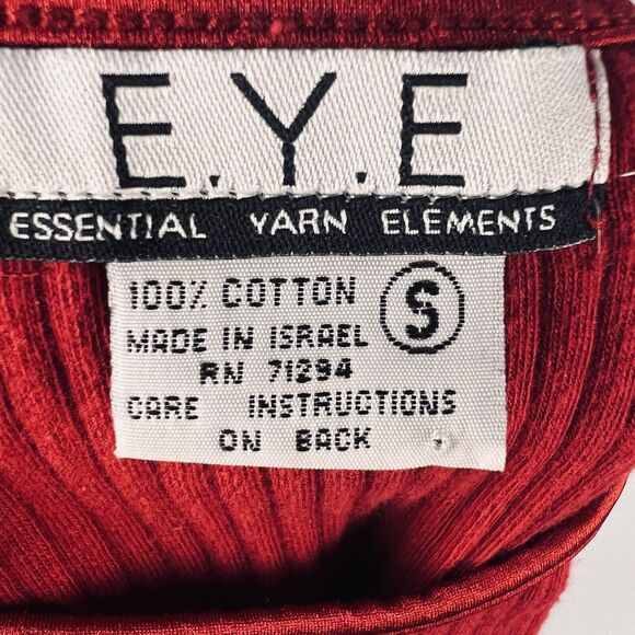E.Y.E Sweater Red Crew Neck Ribbed Long Sleeve Stretch Normcore Ladies - Picture 12 of 13